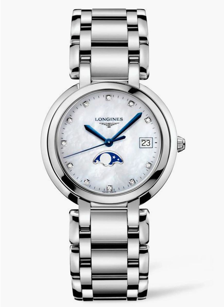 Longines PrimaLuna moonphase women's watch with diamonds