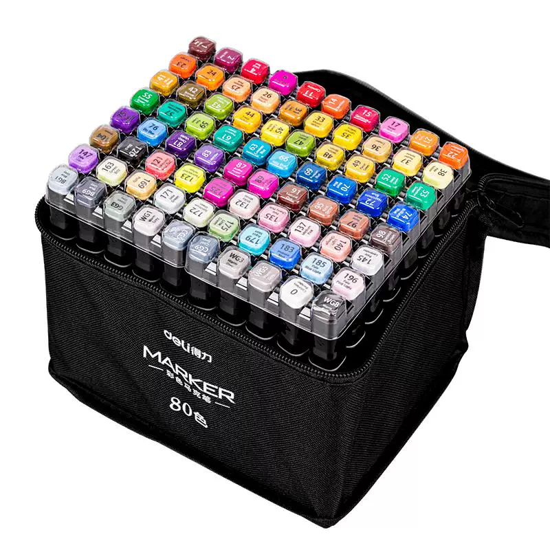 2w库存先撸！24色得力马克笔双头油性