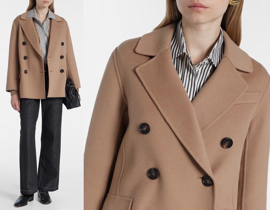 S Max Mara Lukas short double-breasted wool coat in camel, on sale.