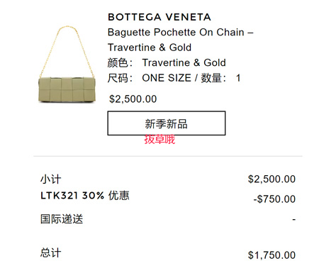 Bottega Veneta Baguette Pochette Bag in Travertine & Gold