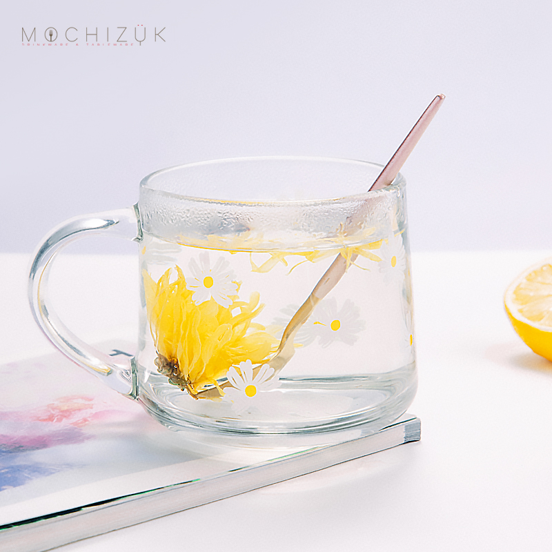 【可签到】加厚耐高温大容量雏菊玻璃水杯