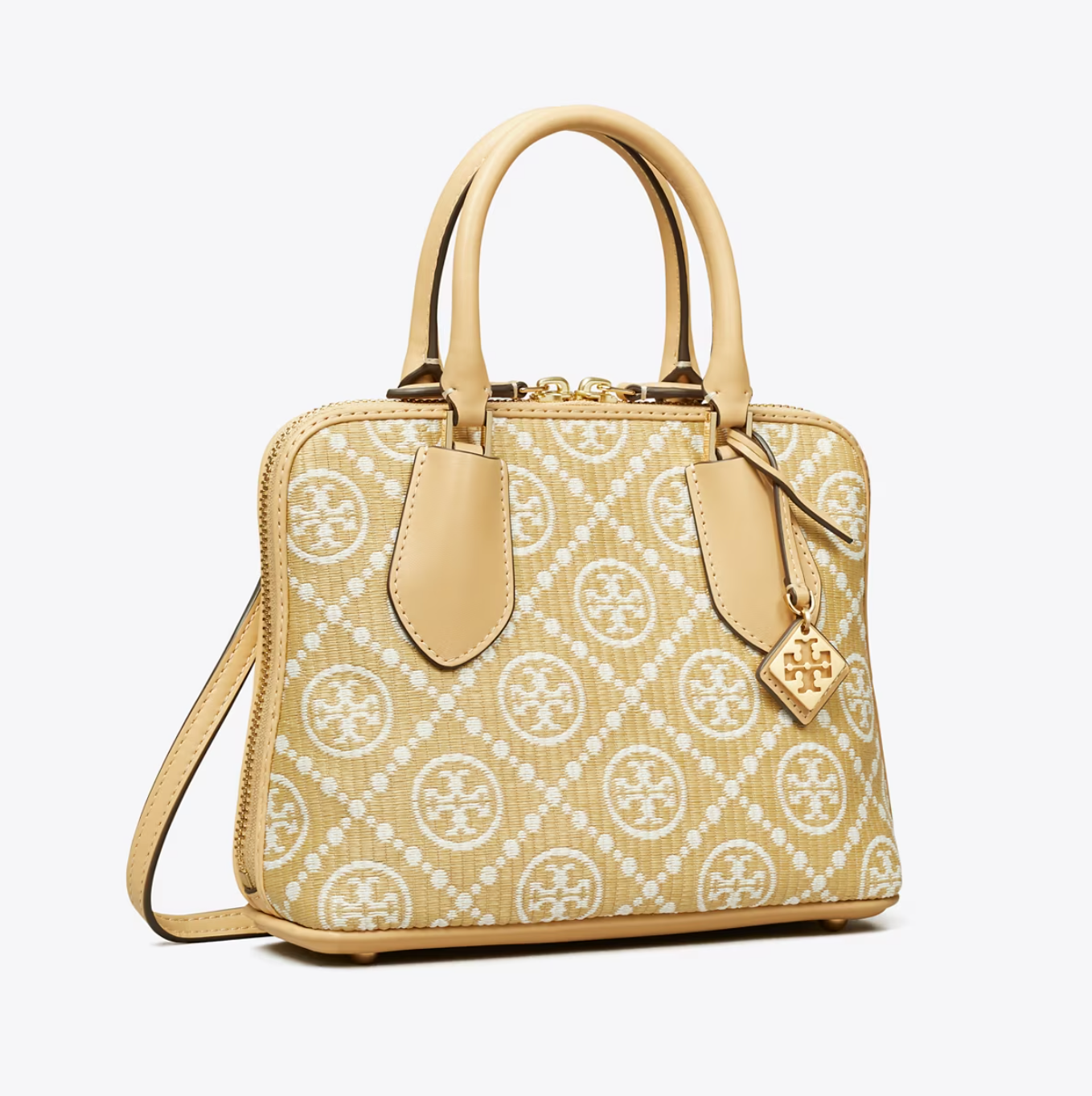 Tory Burch T Monogram Raffia Swing迷你手提包 Natural