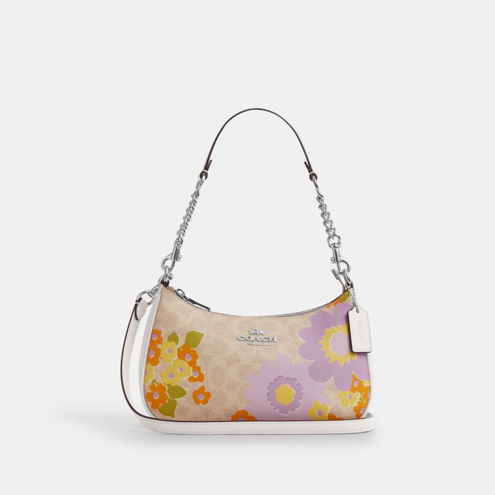 coach teri shoulder bag in signature canvas with floral print CBG73-SVSAS
