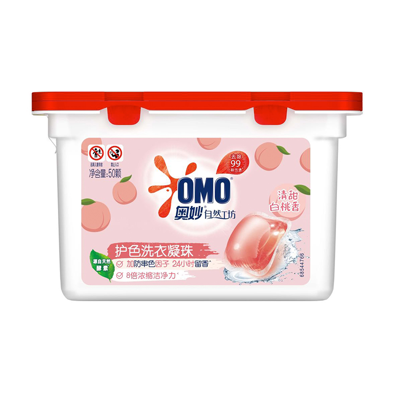 奥妙自然工坊白桃护色洗衣凝珠400G