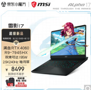 【10点预约抢购】8399元包邮！MSI 微星 雷鸟17 17.3英寸游戏笔记本电脑