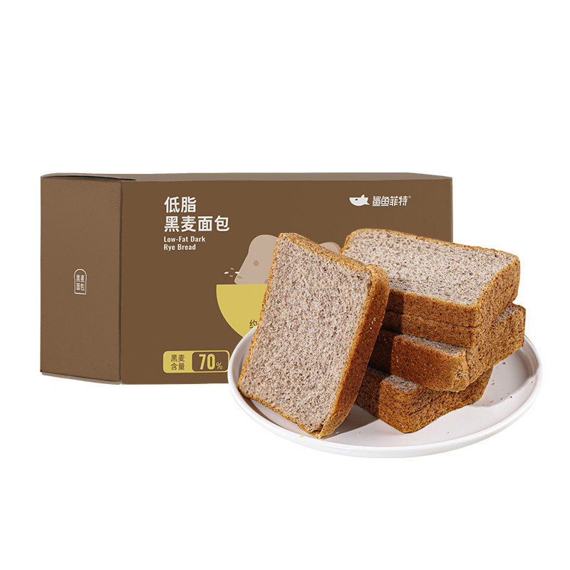 鲨鱼菲特黑麦全麦面包整箱2斤装