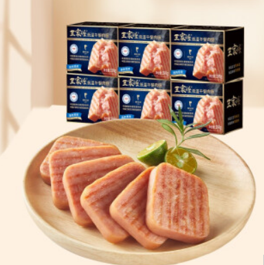 64.9元包邮！眉州东坡 王家渡低温午餐肉198g*6盒+赠2盒同款 +赠麻辣香锅底料1份