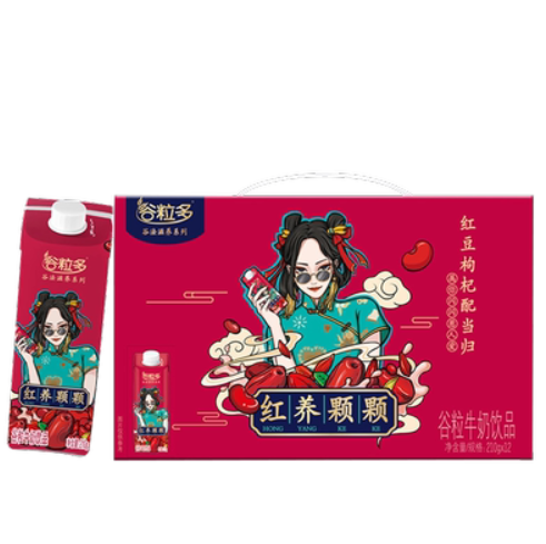 【临期】22.9元包邮！伊利 谷粒多红养活力颗颗 210g*12瓶