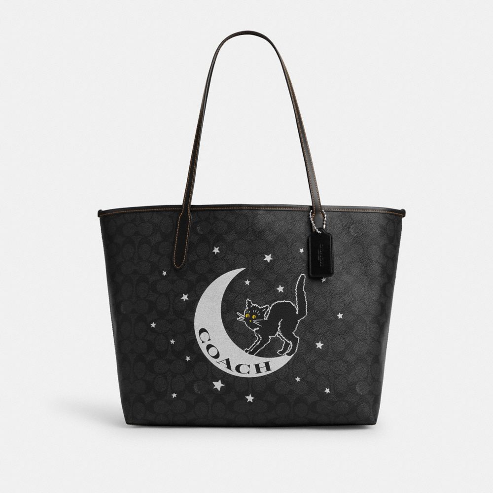 coach city tote in signature canvas with halloween graphic