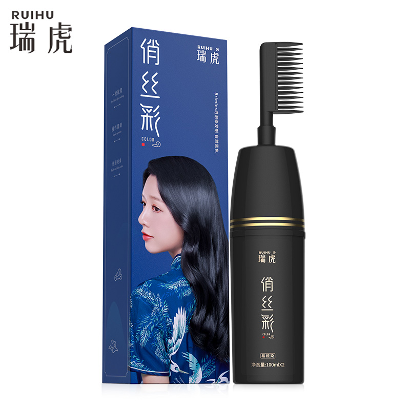 瑞虎！俏丝彩染发剂植物一梳黑彩200ml