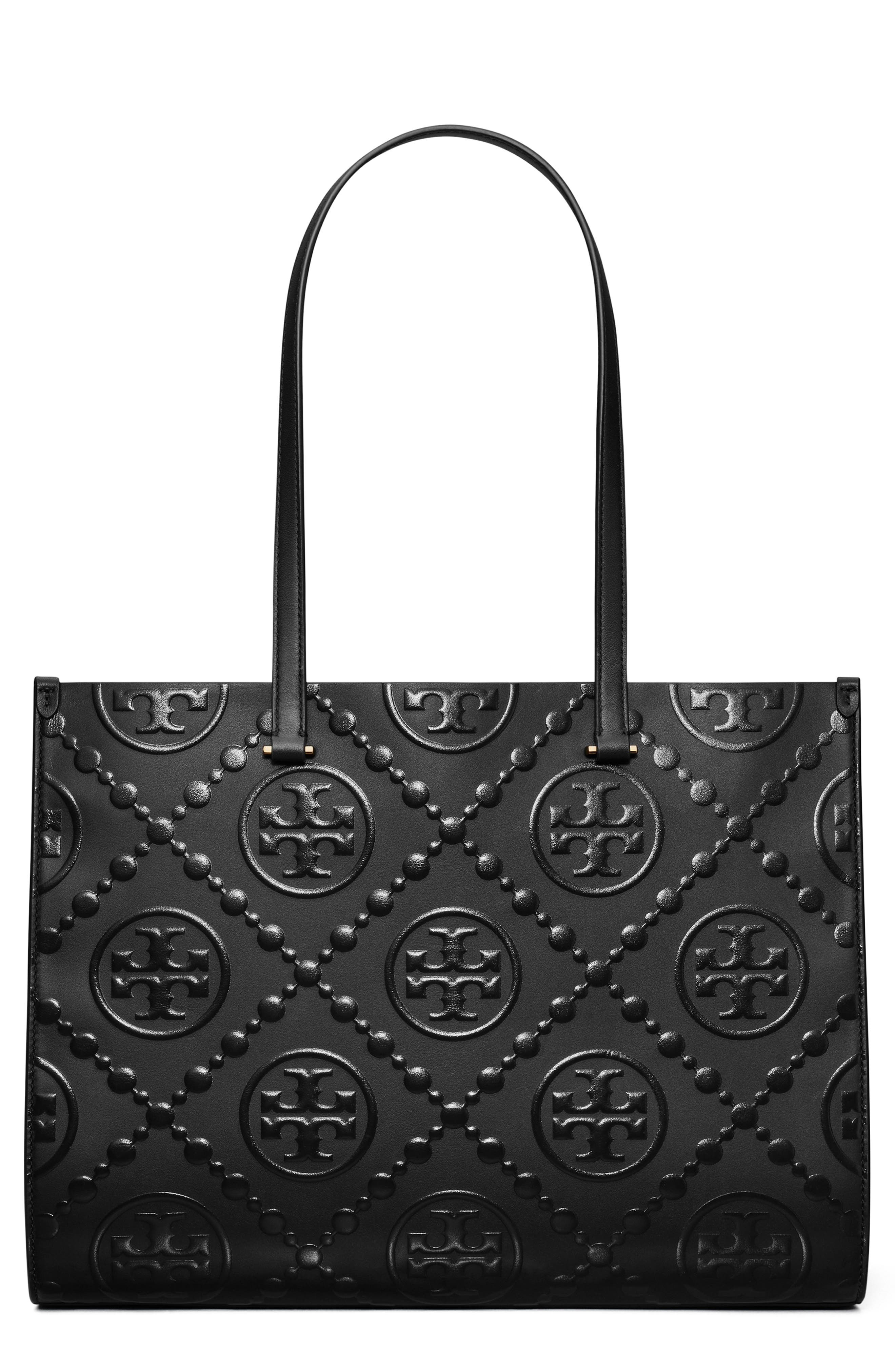 Tory Burch T Monogram Contrast Embossed Leather Tote