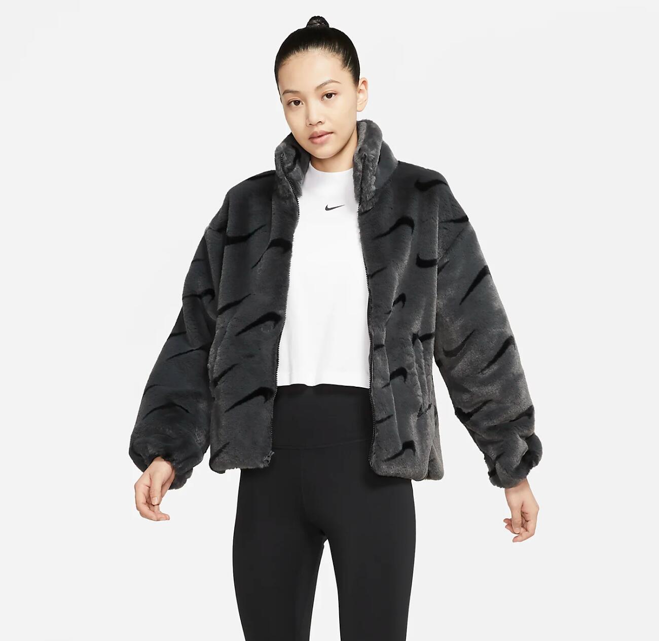 Nike耐克仿皮草毛毛外套