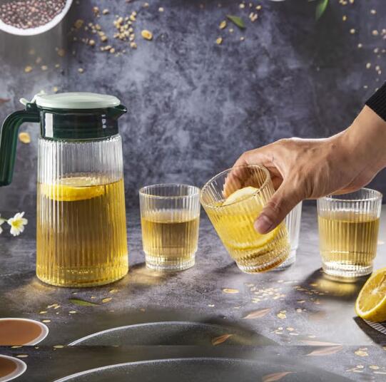 19.9元包邮！萌物坊 北欧条纹冷水壶套装 1壶6杯