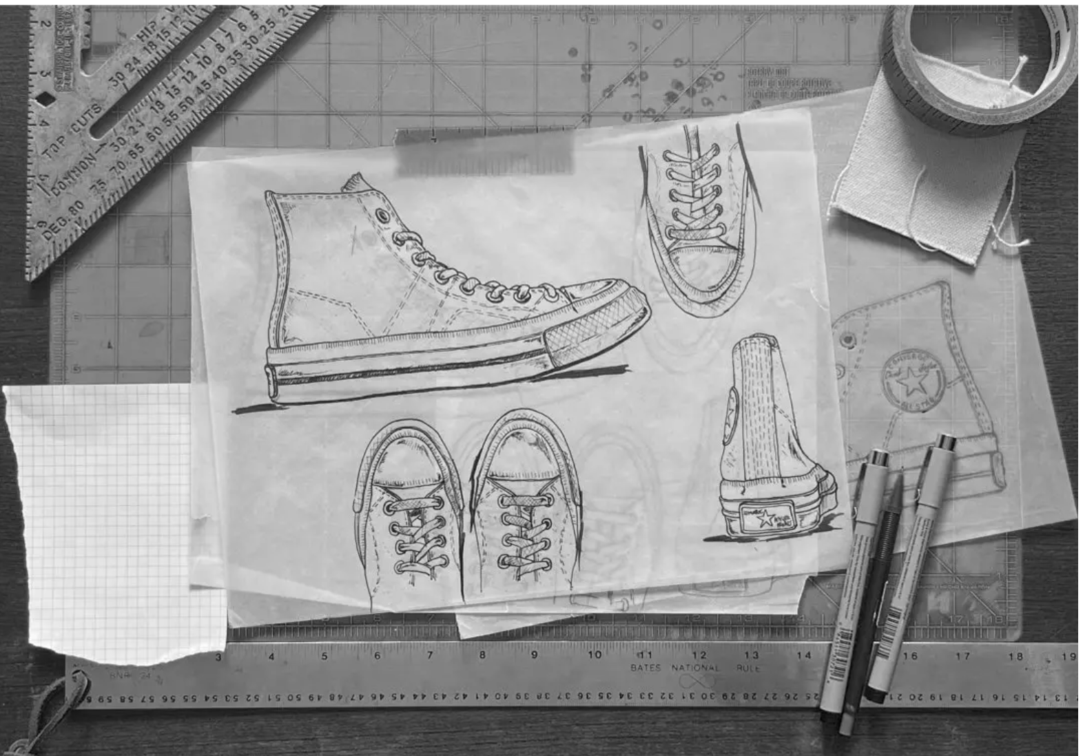 Close up of Converse First String Leather Details