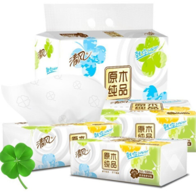 【有券的上】5.9元包邮！清风 原木抽纸 3层100抽6包