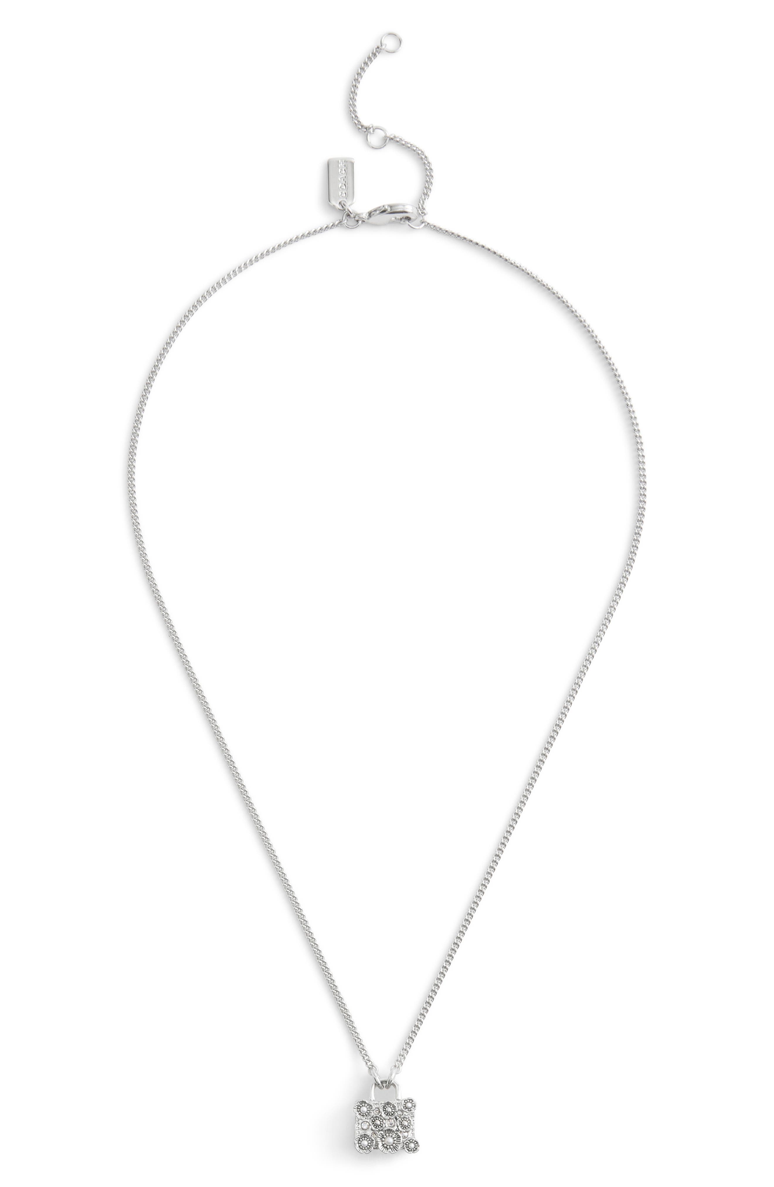 COACH Tearose Bag Faux Pearl Pendant Necklace