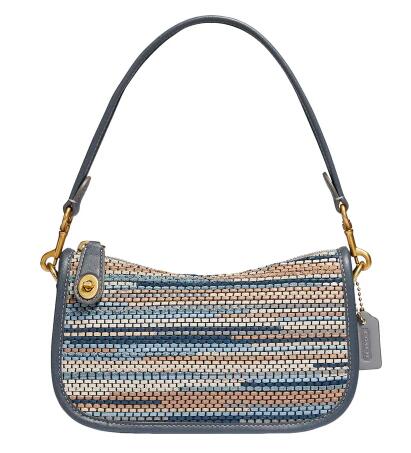 补货coach蔻驰swinger编织皮革腋下包