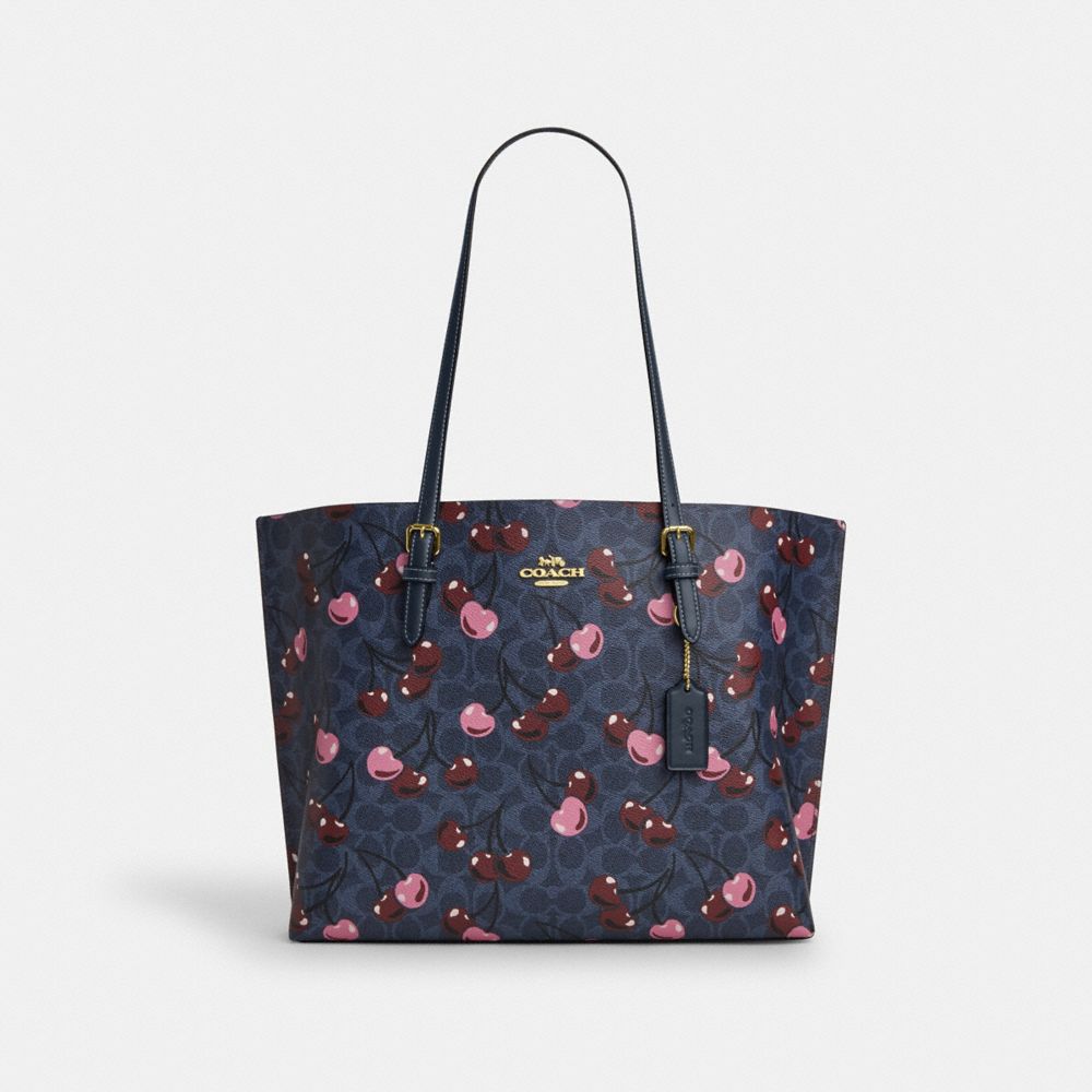 coach mollie tote in signature canvas with cherry print CAA73-IMDEI
