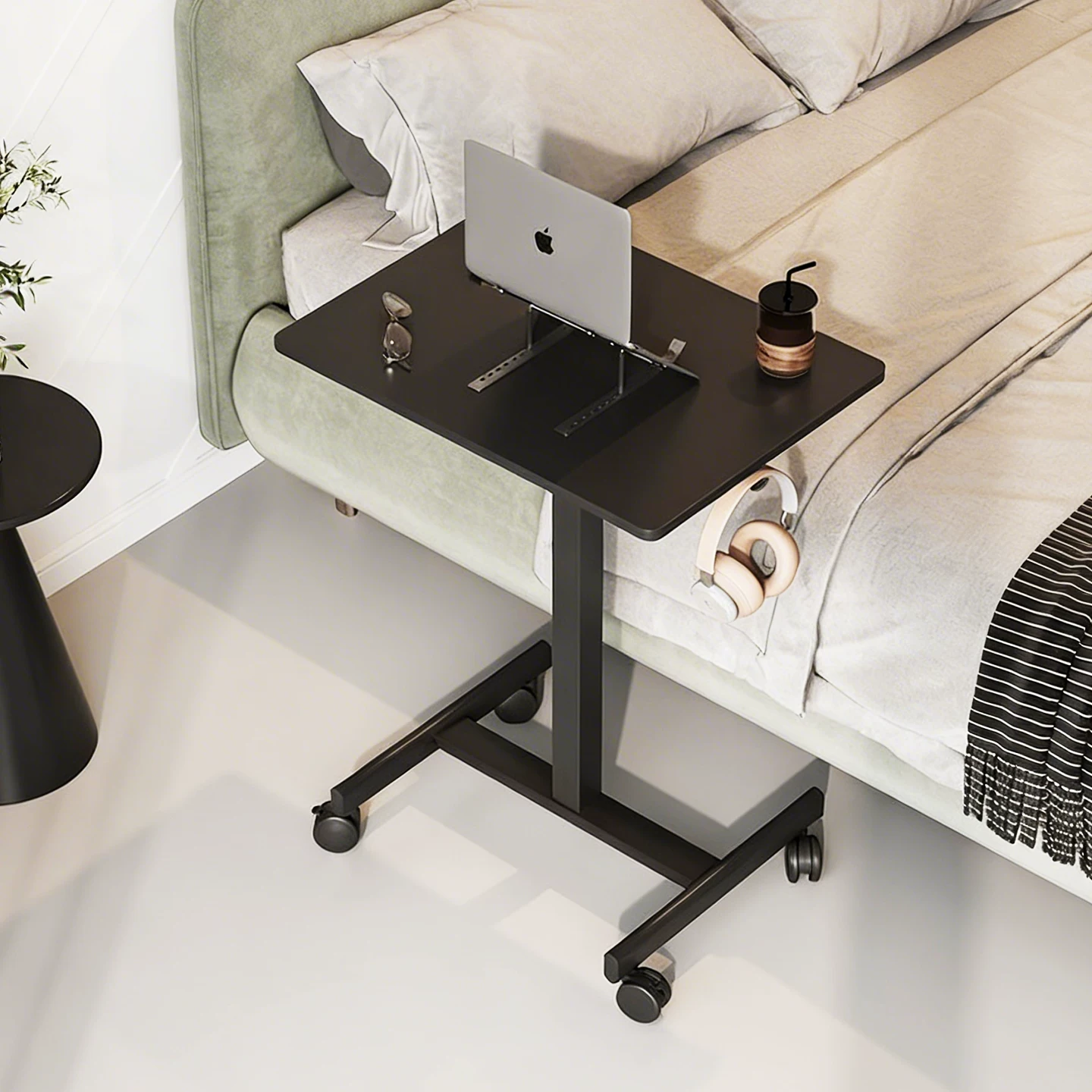 【俏同学】气动升降带滚轮办公电脑桌