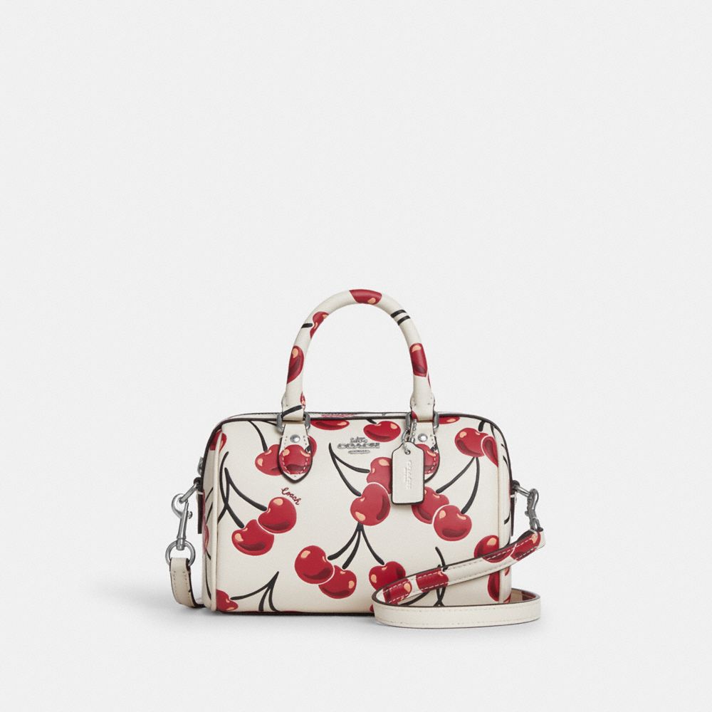 coach mini rowan crossbody bag with cherry print CY745-SVCAH