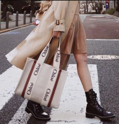 CHLOE 蔻依 Woody 中号帆布托特包