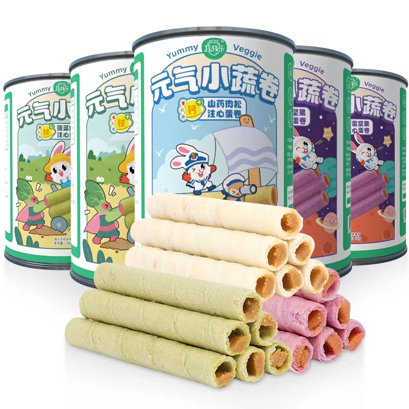 5件~蔬格乐蔬菜肉松夹心鸡蛋卷60g*5罐