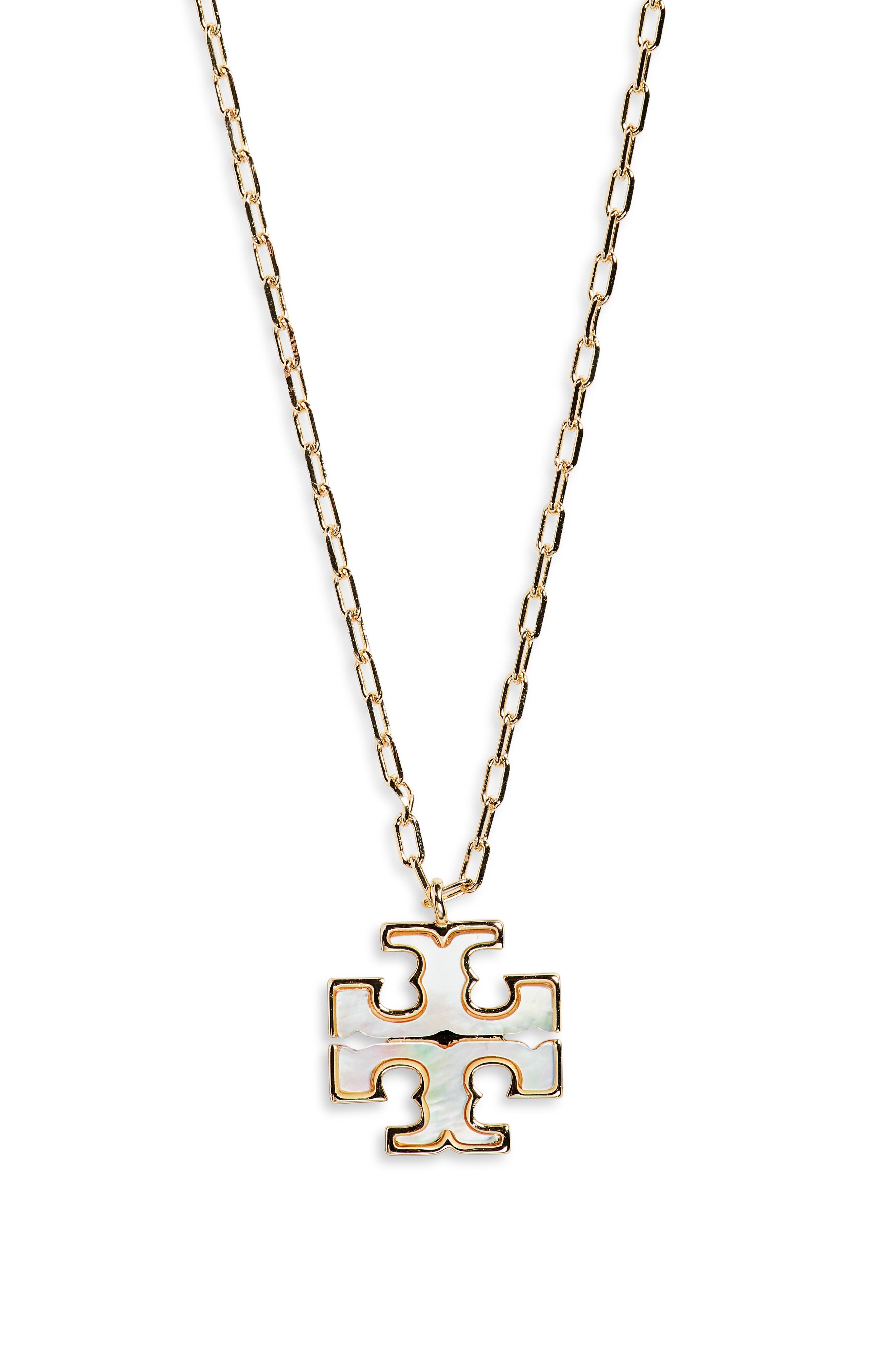 Tory Burch Kira Mother-of-Pearl Pendant Necklace