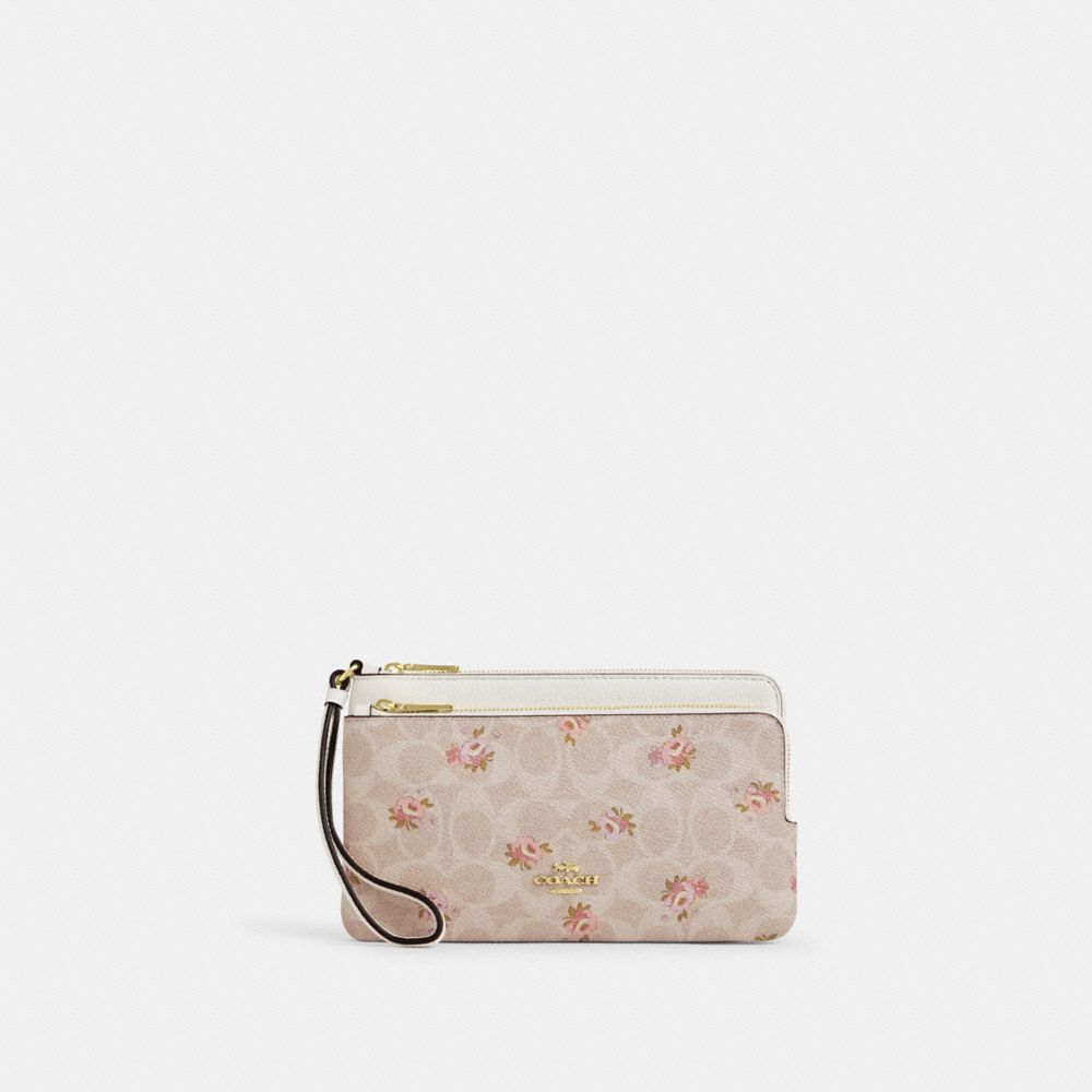 coach double zip wallet with signature canvas with floral print CAR09-IMSAS