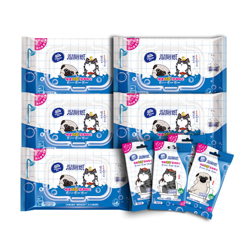 拍2件!维达吾皇可冲湿厕纸40片*10包+10片*8