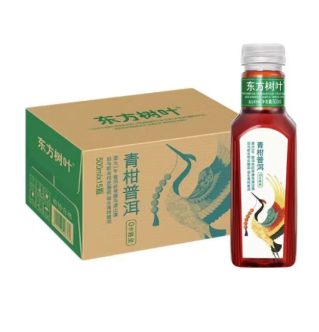 20.9元包邮！农夫山泉 东方树叶青甘普洱500ml*5瓶