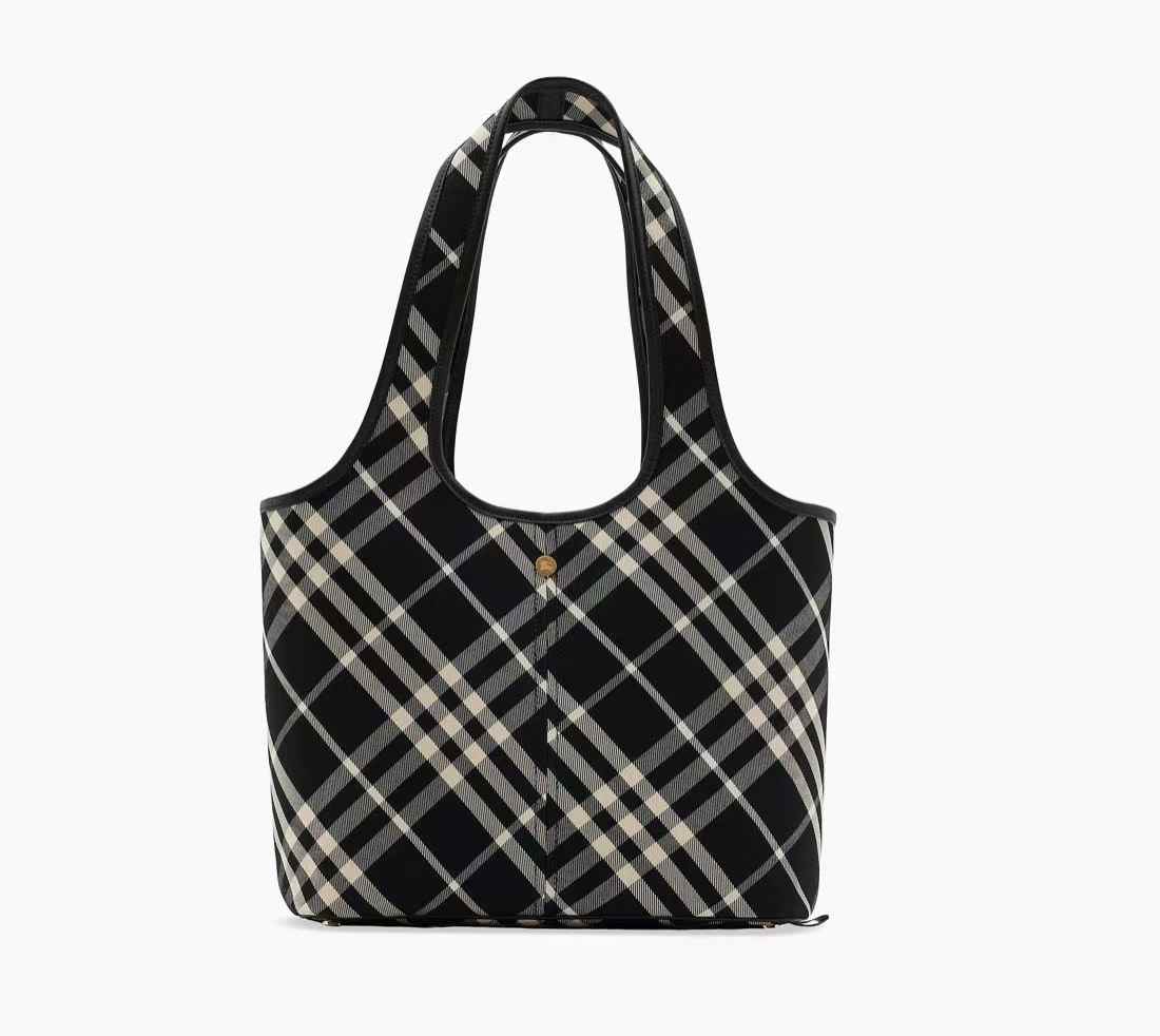 Burberry黑色格纹托特包45折优惠