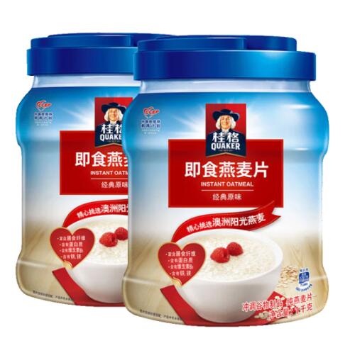 32.9元包邮！桂格 快煮燕麦片1000g*2罐