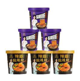 18.9元包邮！豫道食品 黑金酸辣粉*3+宽粉*3