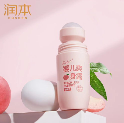 19.9元包邮！润本 新款婴儿童桃子水滚珠爽身露100ml