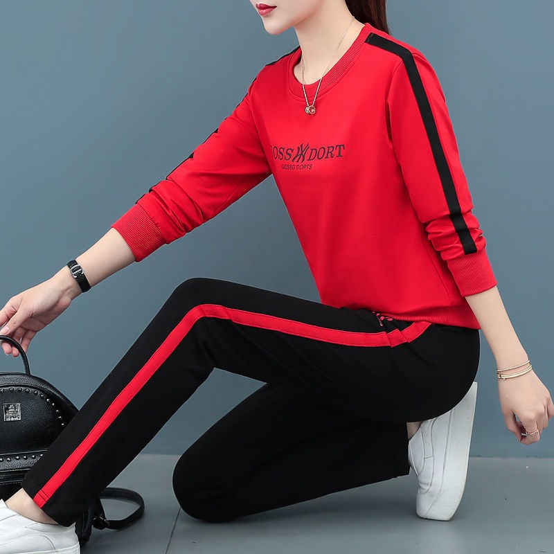 运动套装女春秋时尚休闲套装女款圆领运动服