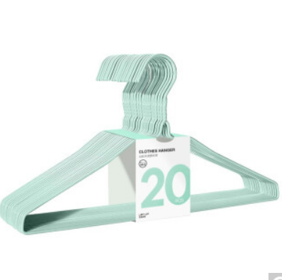 9.8元包邮！生活无忧 铁晾衣架60个 绿色