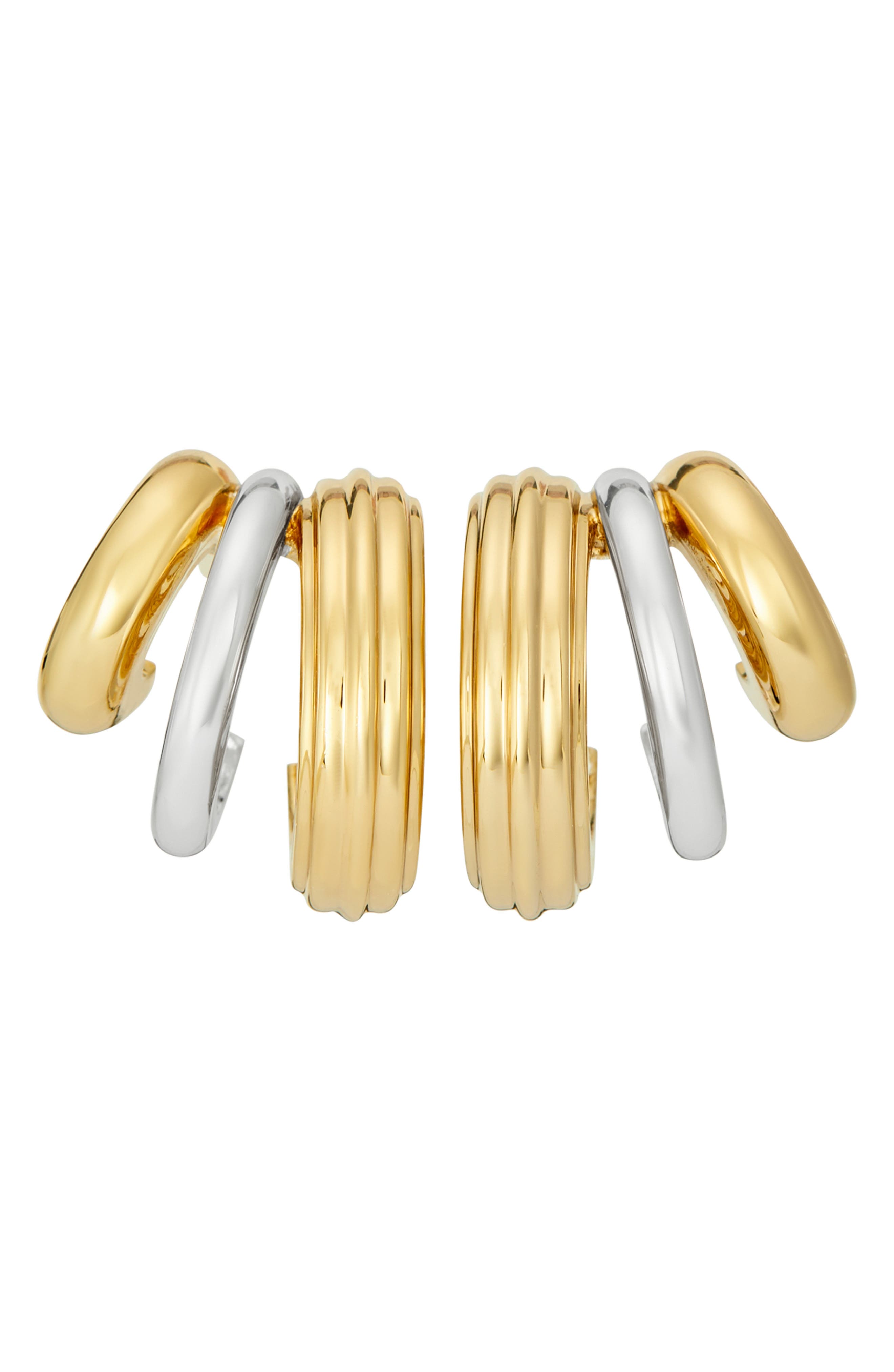 Tory Burch Two-Tone Triple Hoop Earrings