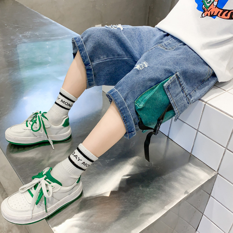 2022新款潮儿童工装裤子薄款炸街中大童中裤