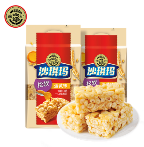19.9元包邮！徐福记 早餐老式糕点沙琪玛470g*2袋