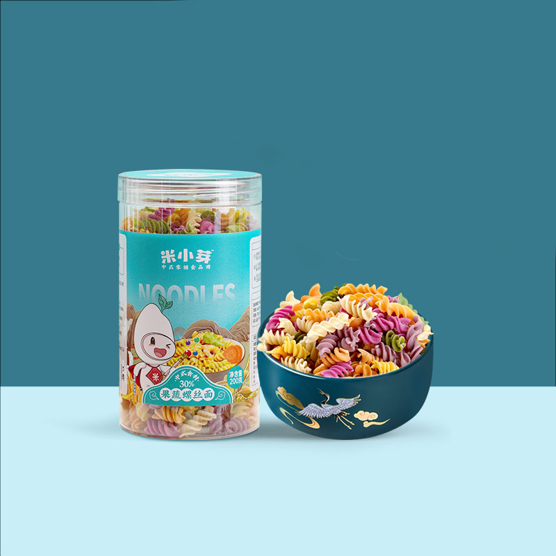 【拍4件】米小芽营养鲜榨果蔬面螺丝面200g