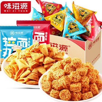 9.9元包邮！味滋源牛角脆25包+3包拉面丸子