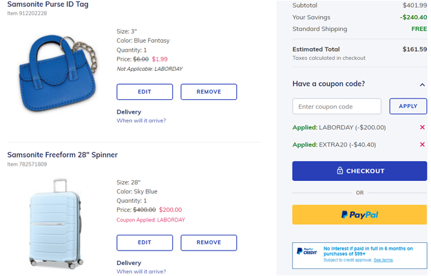 samsonite coupon