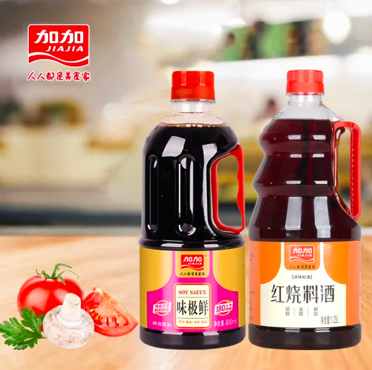 14.9元包邮！加加 味极鲜800ml*2瓶+料酒1.25L共2850ml