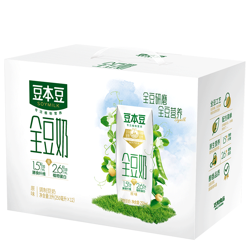 【豆本豆】全豆豆奶250ml*12盒