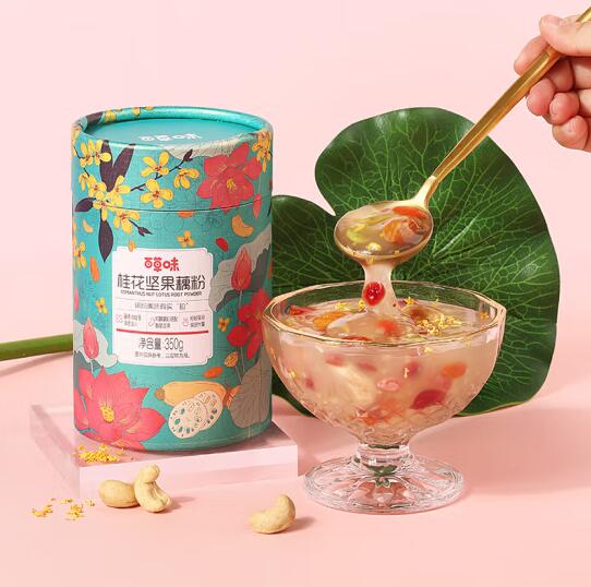 20.9元包邮！百草味 桂花坚果藕粉350g/罐