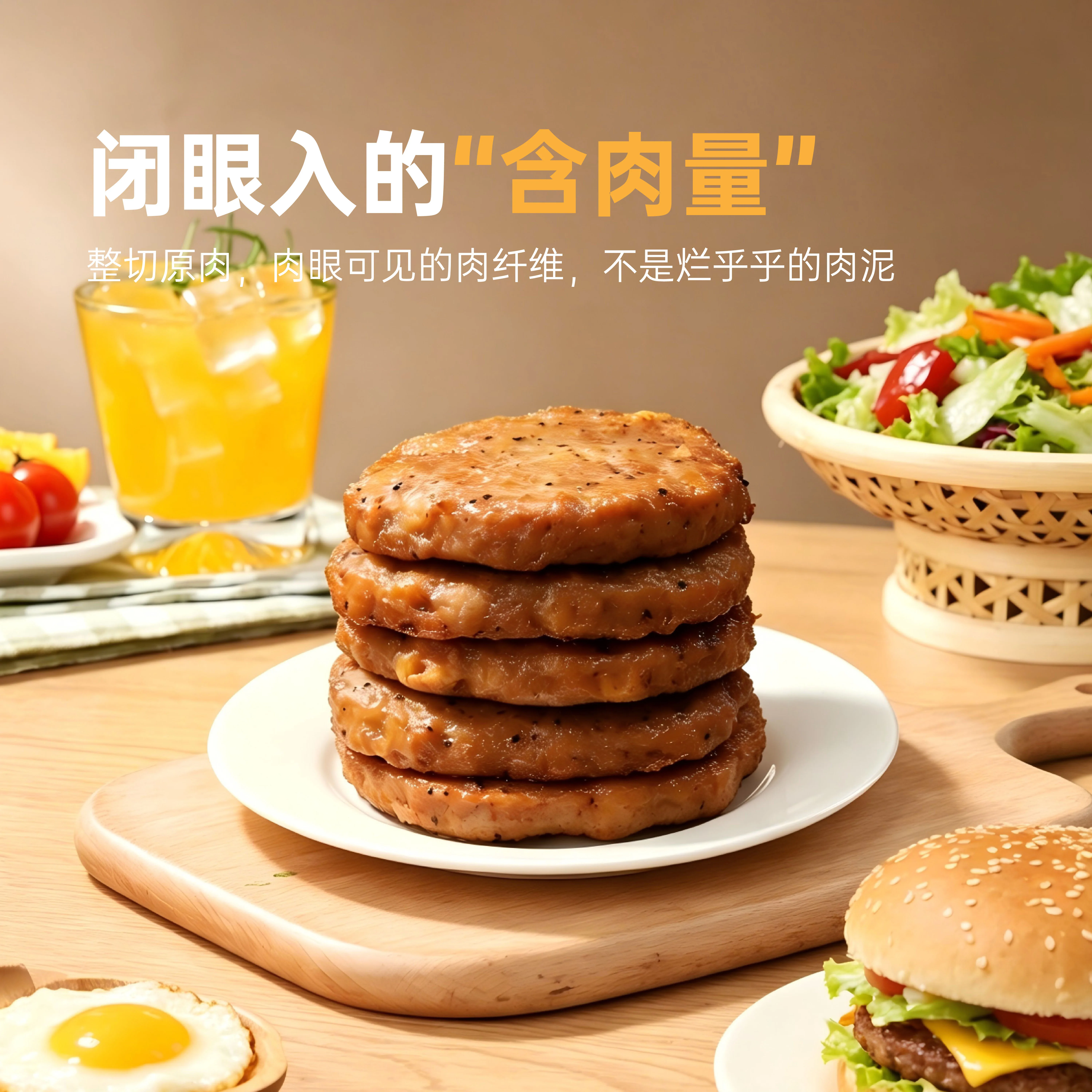 拍2宝恒源汉堡肉饼片100g*5片