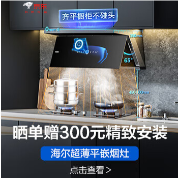 京东 海尔平嵌大师系列烟机 下单送300元精致安装