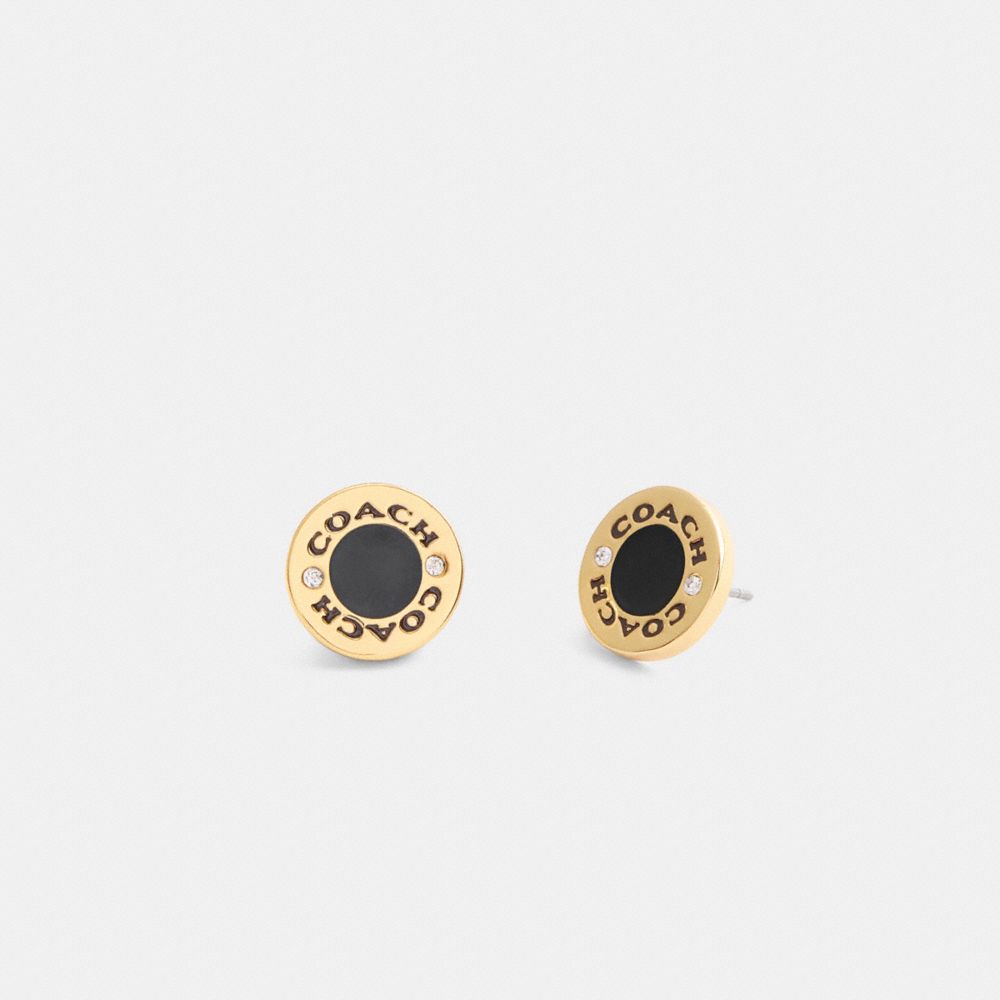 coach coach enamel circle stud earrings CBW29-GD/BK