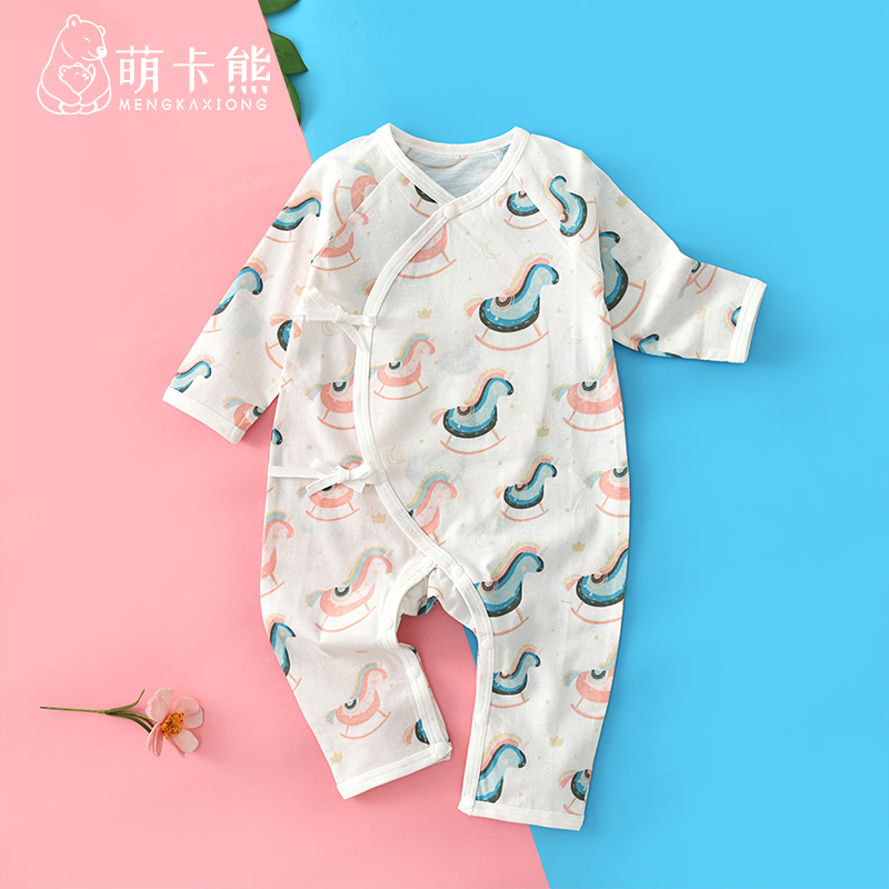 萌卡熊初春新生婴儿连体衣长袖哈衣爬服