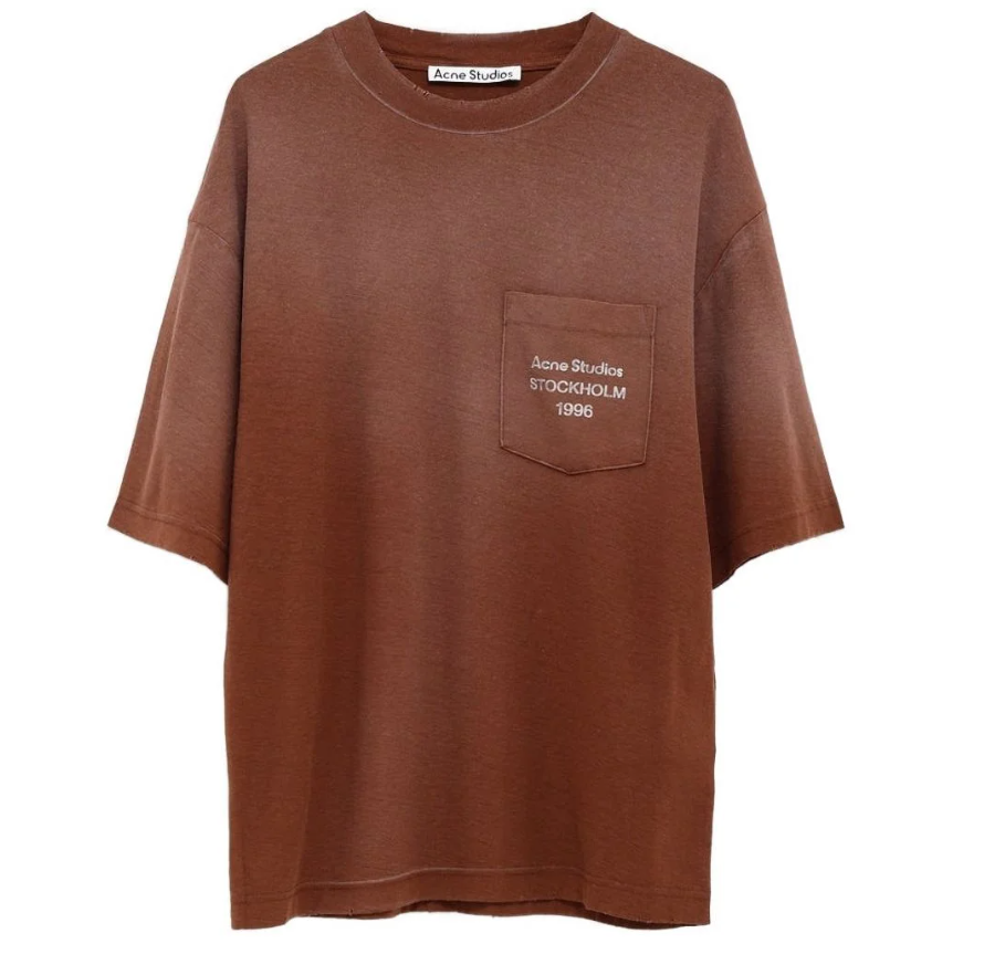 Acne Studios 新款做旧咖色1996口袋短袖72折特惠